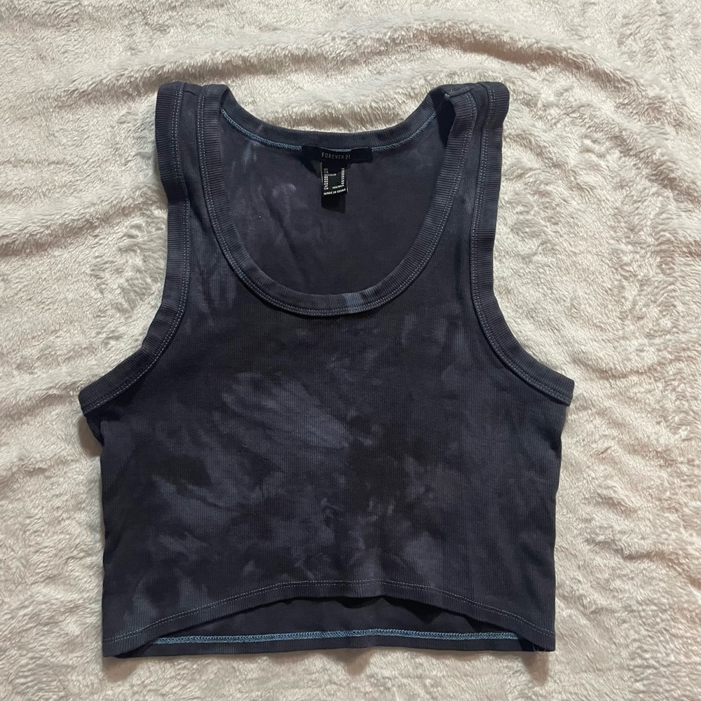 Forever 21 Black Fitted Crop Tank Top
